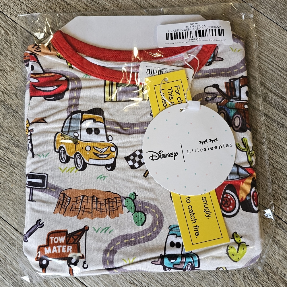 Little sleepies Cars Radiator Springs short sleeve short set 2T NWT